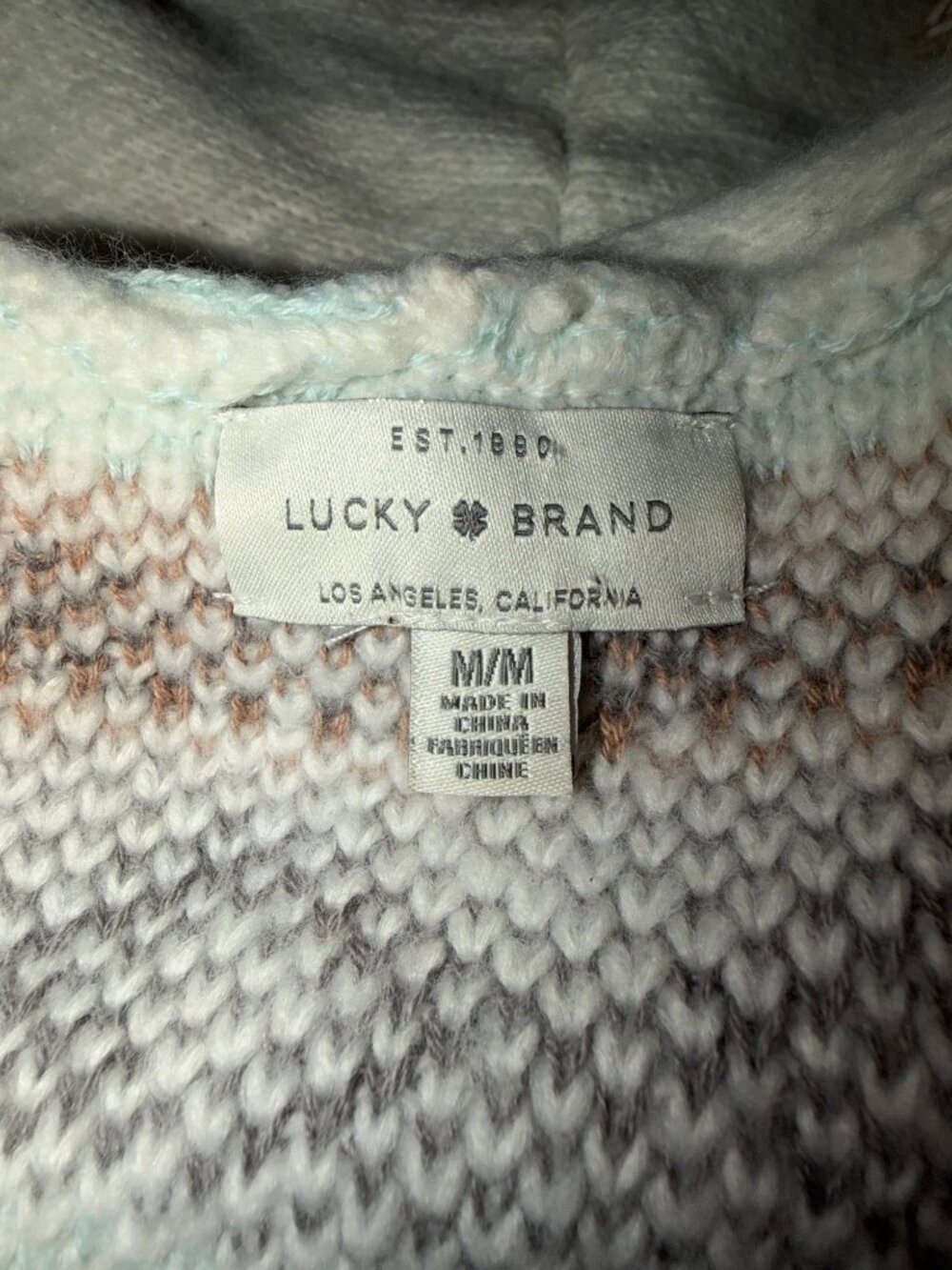 Lucky Brand Womens M Fringe Open Cardigan Sweater Southwestern Beige Aztec Belt - Picture 9 of 12
